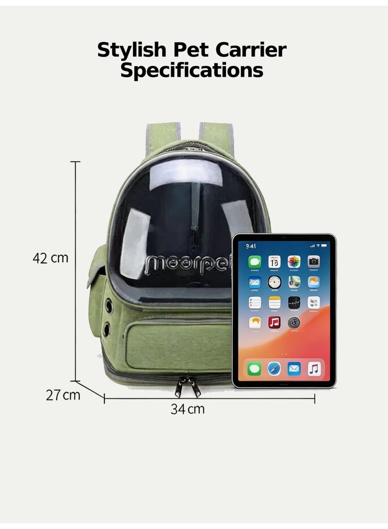 Stylish Pet Carrier Backpack, Breathable Cat Carrier Bag, Pet Bubble Backpack, Pet Travel Bag with Space Cover, Transparent Waterproof Portable Pet Space Capsule Backpack for Travel, Hiking, Walking and Outdoor - Image 3