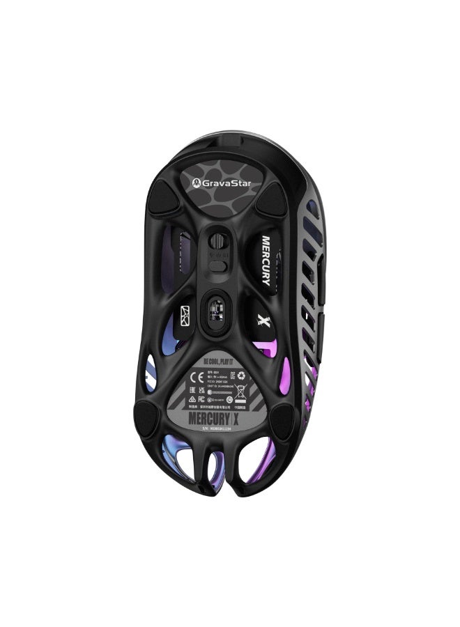 جرافا ستار ماوس الألعاب اللاسلكي Mercury X Pro، 49 جرام خفيف الوزن للغاية، مستشعر PAW3950 بدقة 32000 نقطة في البوصة، معدل استجابة 8000 هرتز، تصميم هولوي من سبائك المغنيسيوم، إضاءة RGB، 5 أزرار قابلة للبرمجة، فضي - Image 5