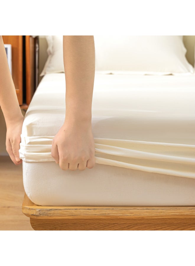 لايف ستايل طقم ملاءات استيك قطنيه 180cm سرير سادة من 3 قطع (2 كيس وسادة + ملاءة واحدة) للفنادق والمنازل والقرى السياحية - Image 5