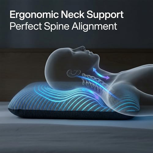 ROMA PUF Savaro Thick Memory Foam Pillow for Sleeping, 24x16 Inch, Soft Orthopedic Pillow for Neck, Cervical Shoulder Support, for Side & Back Sleepers, Breathable for Home & Hotel Use (Dream Wave) - Image 3