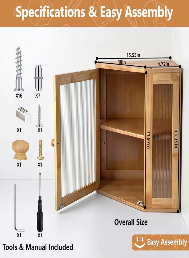TIRYIUOU Corner Bread Box for Kitchen Countertop: Bamboo Storage Container for Homemade Bread, Two Layer Breadbox under Cabinet Mount, Large Bread Holder for Kitchen Counter, Pantry Shelf - Image 5
