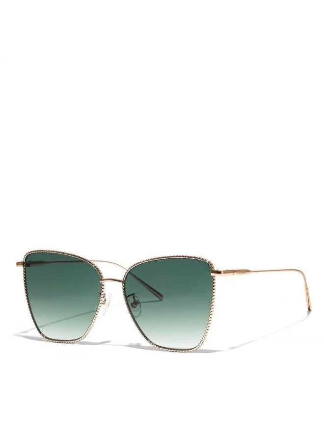 30Sundays DAHLIA Women Green Sunglasses - Frame Material: Metal - Lens Color: Green- Frame Color: Rose Gold - Full Rim