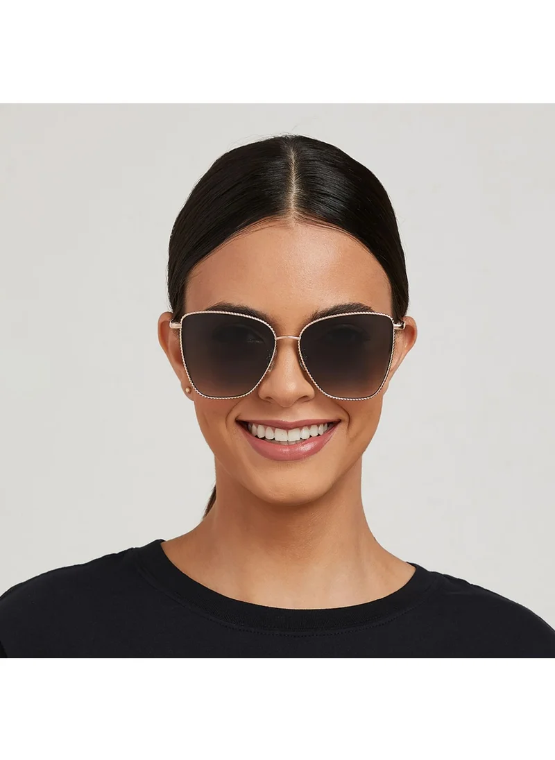 30Sundays DAHLIA Women Green Sunglasses - Frame Material: Metal - Lens Color: Green- Frame Color: Rose Gold - Full Rim