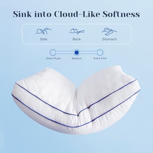 Mosluna Shredded Memory Foam Pillows Standard Size Set of 2 Soft Bed Pillow for Side and Back Sleepers Medium Firm Pillows 2 Pack with Gusset20x26 - Image 3