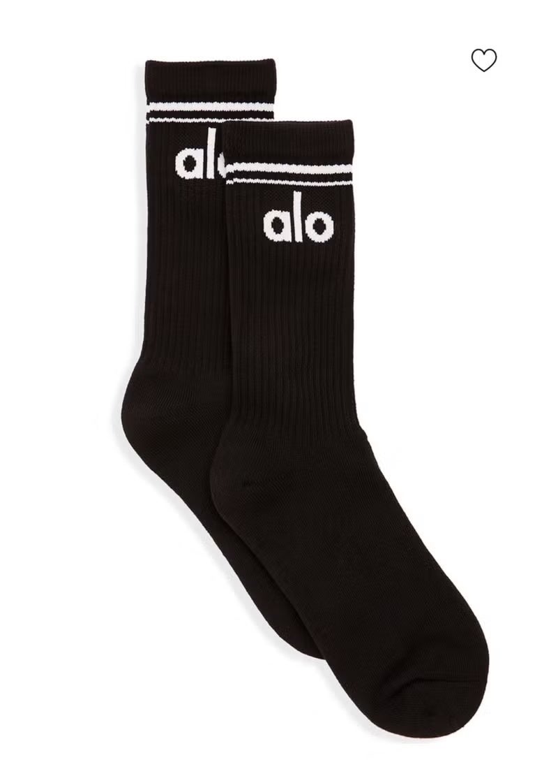 ALO Black, pure cotton, striped, high-top stockings - Image 1