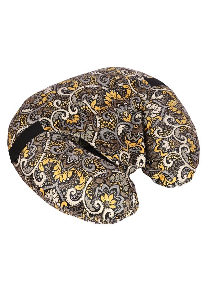 BOFFLE 5in1 New Born Baby Feeding Pillow with 100% Cotton Detachable Cover | with Belt and Baby Hoop | Breastfeeding Pillow | Nursing Pillow (Yellow d) - Image 1