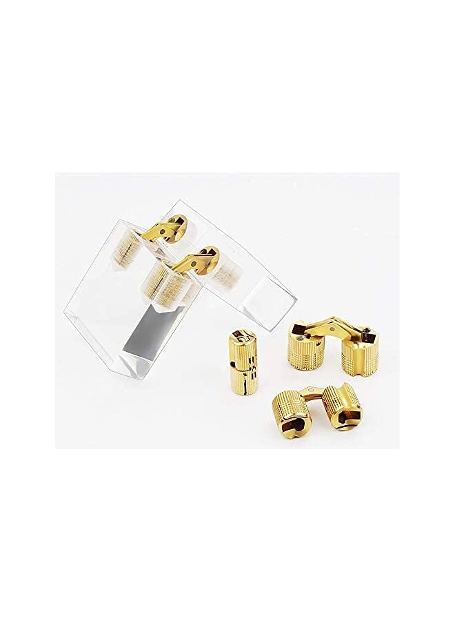 S-TOP 10x Brass Barrel Hinges Hidden Invisible Cabinet Furniture Hinges Concealed 180 Degree Opening Angle w/20x screws (14mm) - Image 4