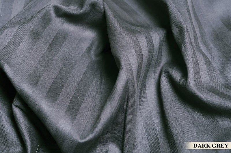 Castiqa Satin Fabric Soft and Breathable Stripes Pattern King Size Flat Single Bed Bedsheet Set with Pillow Cover Tc-150 (Single (1+1) Gray) - Image 3