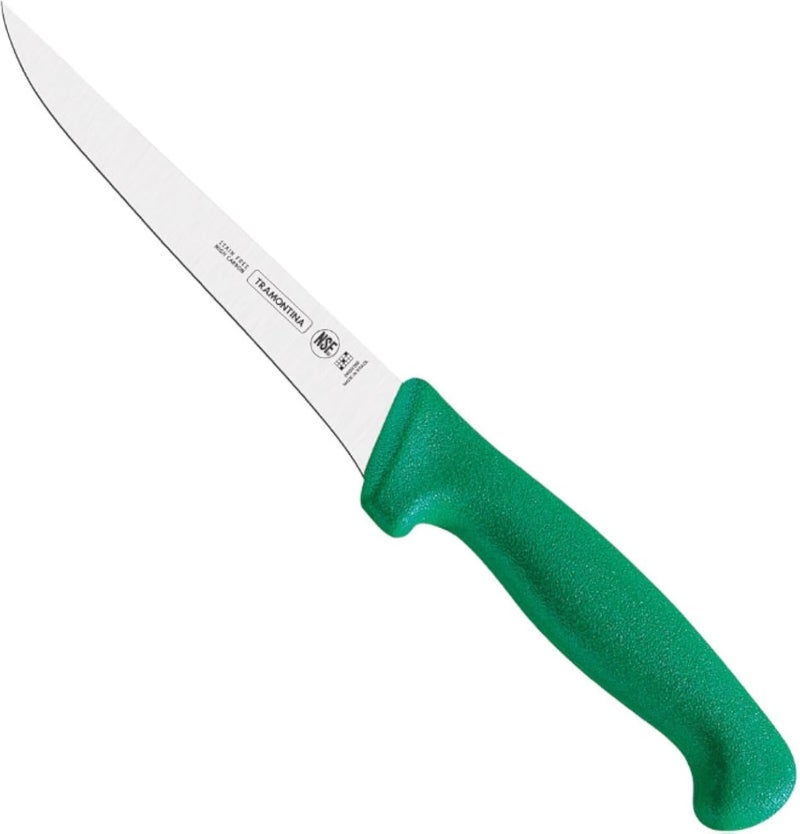 TRAMONTINA Professional Boning Knife for Slicing, Chopping & Dicing â€“ Stainless Steel Blade, Comfortable Handle for High-Performance Kitchen Use â€“ 7-Inch Polypropylene Green 1 Piece