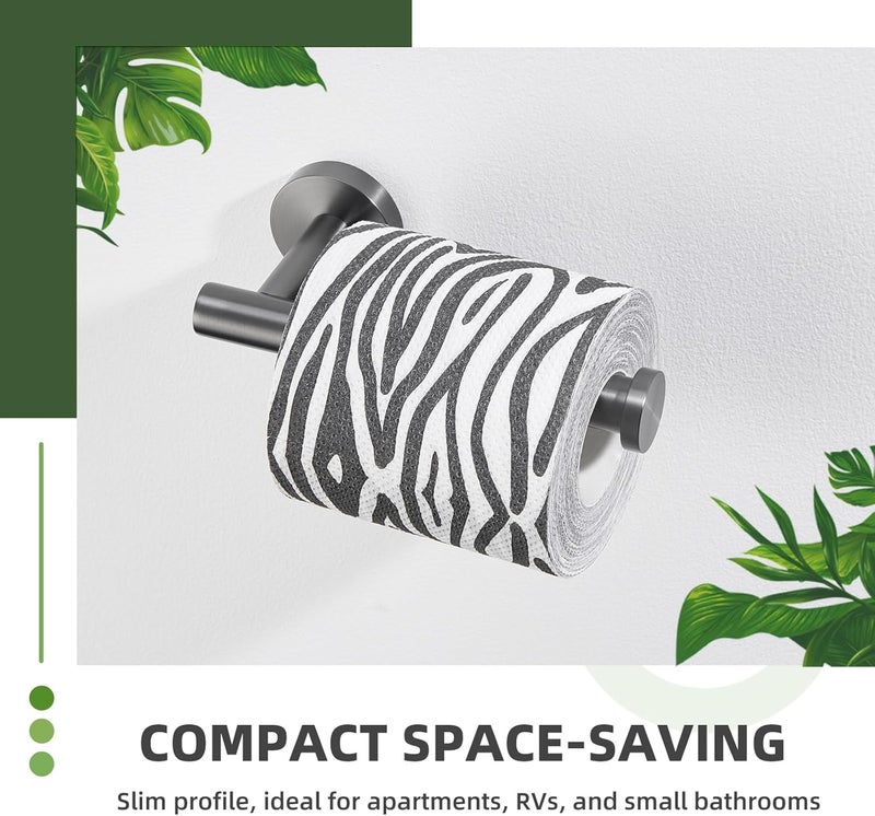 APLusee Toilet Paper Holder Gun Gray 304 Stainless Steel, Rustproof & Waterproof, Heavy-Duty Wall Mounted Holder, Space-Saving Storage for Modern Bathrooms - Image 5