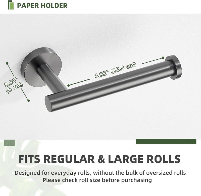 APLusee Toilet Paper Holder Gun Gray 304 Stainless Steel, Rustproof & Waterproof, Heavy-Duty Wall Mounted Holder, Space-Saving Storage for Modern Bathrooms - Image 4