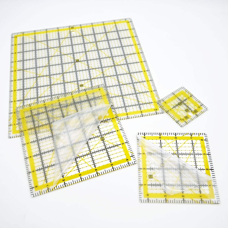 Tsxioua Quilting Rulers,Sewing Rulers,4 Piece Quilting Square Templates Yellow(2.5"X2.5",4.5"X4.5",6.5"X6.5",10.5"X10.5") - Image 4