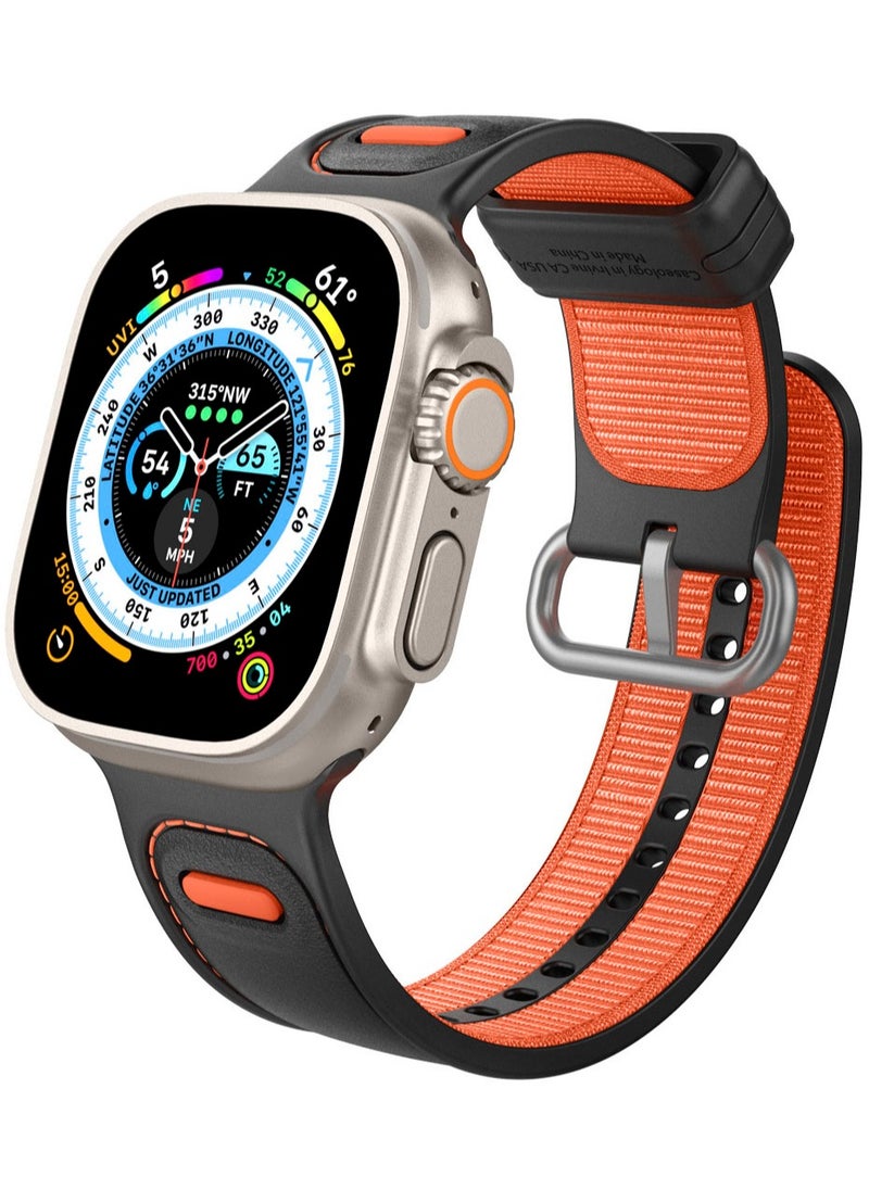 Caseology - Athlex Band for Apple Watch ULTRA 2 / Ultra 49mm, Series 9/8/SE2/7/6/SE/5/4/3/2/1 45mm 44mm 42mm Silicone Nylon Replacement Strap - Active Orange - Image 1