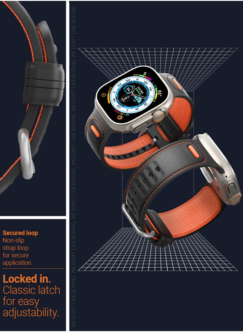 Caseology - Athlex Band for Apple Watch ULTRA 2 / Ultra 49mm, Series 9/8/SE2/7/6/SE/5/4/3/2/1 45mm 44mm 42mm Silicone Nylon Replacement Strap - Active Orange - Image 1