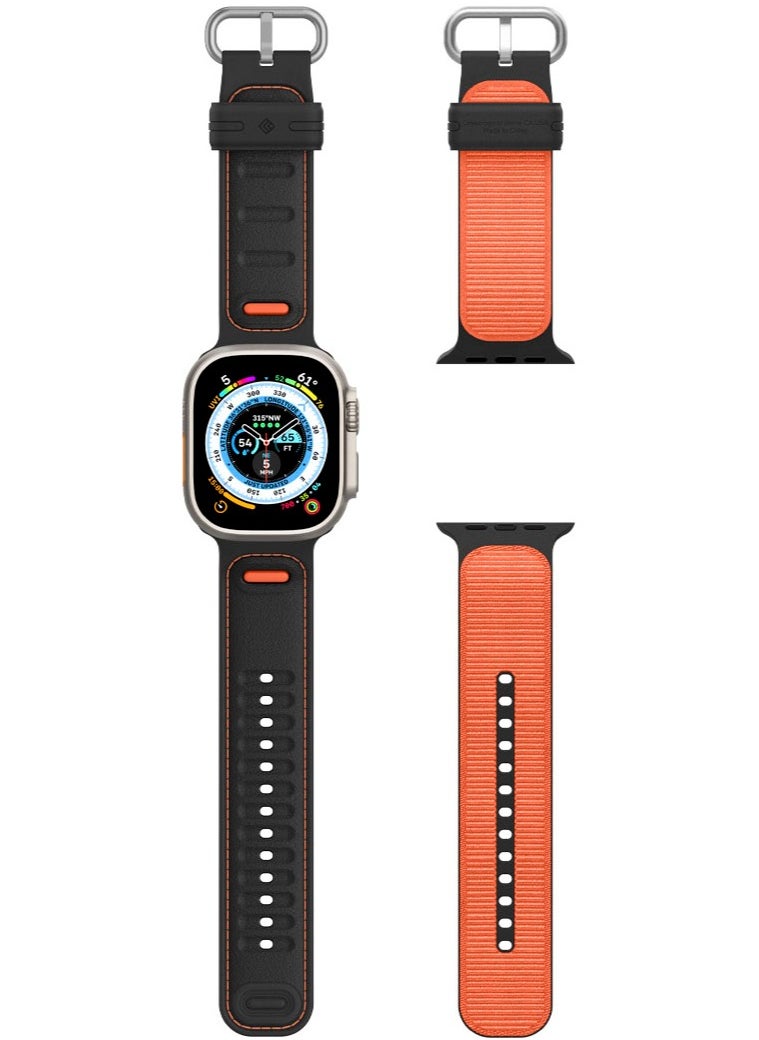 Caseology - Athlex Band for Apple Watch ULTRA 2 / Ultra 49mm, Series 9/8/SE2/7/6/SE/5/4/3/2/1 45mm 44mm 42mm Silicone Nylon Replacement Strap - Active Orange - Image 1