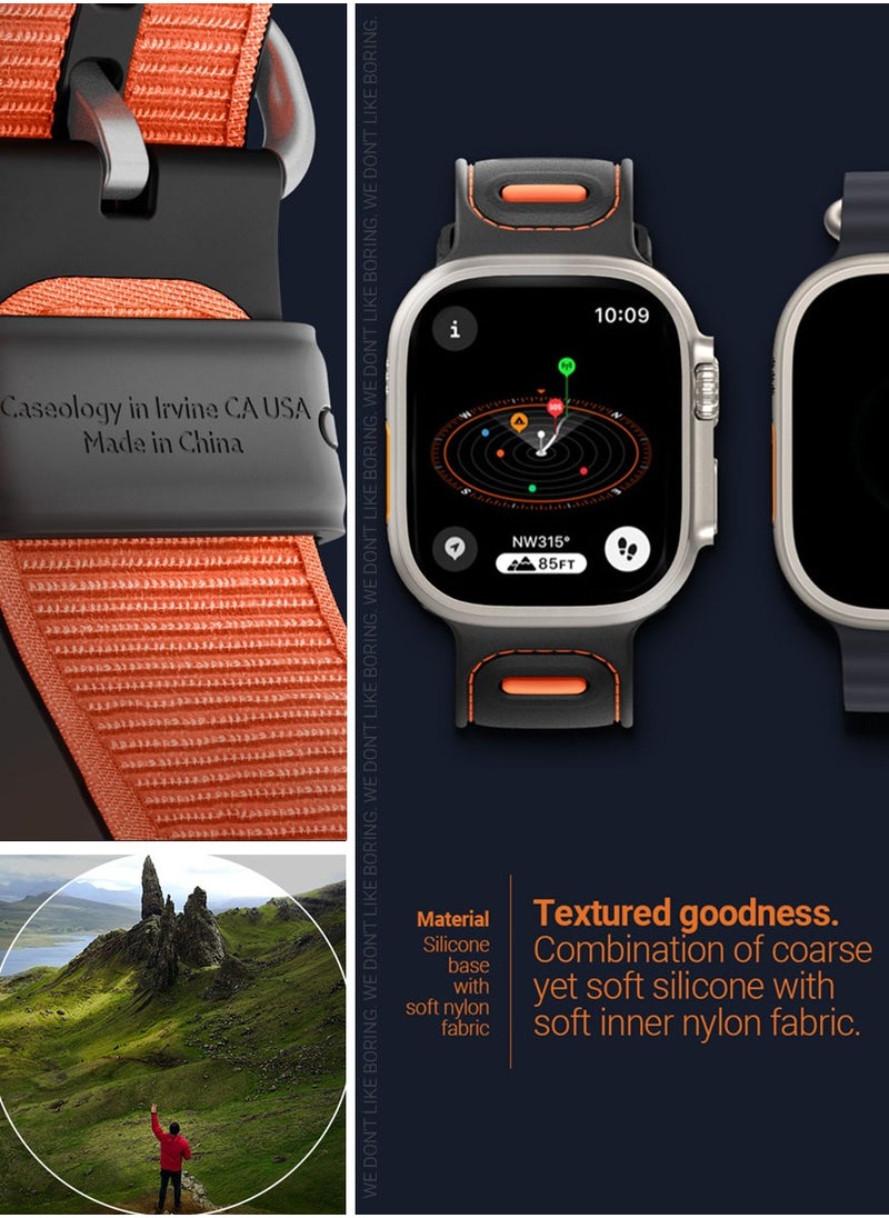 Caseology - Athlex Band for Apple Watch ULTRA 2 / Ultra 49mm, Series 9/8/SE2/7/6/SE/5/4/3/2/1 45mm 44mm 42mm Silicone Nylon Replacement Strap - Active Orange - Image 1
