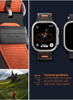 Caseology Athlex Band for Apple Watch ULTRA 2 / Ultra 49mm, Series 9/8/SE2/7/6/SE/5/4/3/2/1 45mm 44mm 42mm Silicone Nylon Replacement Strap - Active Orange  - Image 3