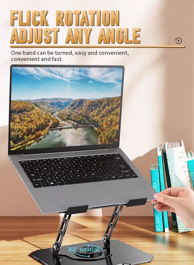 Laptop Stand, Computer Stand, 360° Rotatable and Foldable, Height Adjustable, Suitable for Mobile Phones, Computers, and Other Devices, Black - Image 5