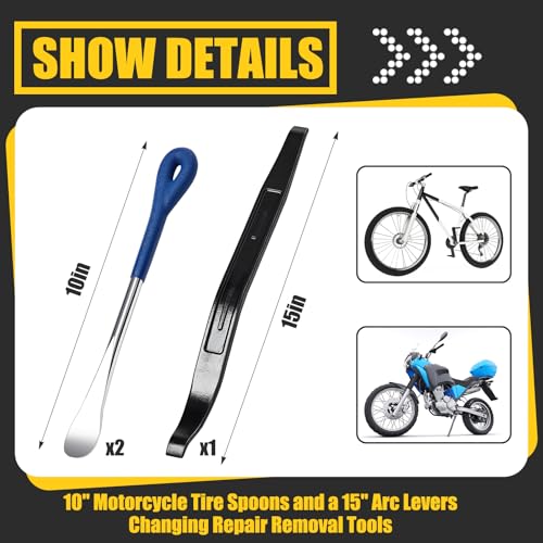 Datanly 3 Pcs Tire Iron Kit Include 2 Pcs 10" Motorcycle Tire Spoons and a 15" Arc Levers Changing Repair Removal Tools for Dirt Bike Motorcycle ATV - Image 2