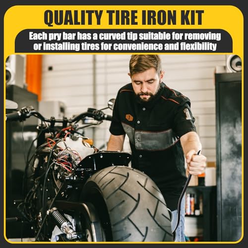 Datanly 3 Pcs Tire Iron Kit Include 2 Pcs 10" Motorcycle Tire Spoons and a 15" Arc Levers Changing Repair Removal Tools for Dirt Bike Motorcycle ATV - Image 3