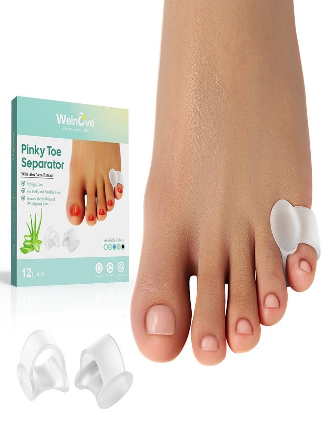 Welnove Gel Toe Separator, 12 Pack Pinky Toe Spacers, Aloe Vera Extract Infused Silicone Little Toe Spacers, Toe Cushions for Preventing Rubbing & Relieve Pressure - Image 1