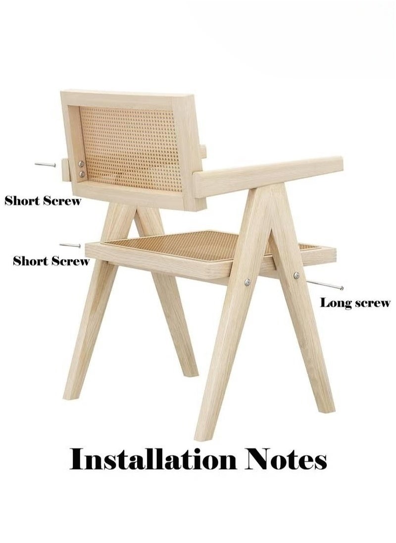 XiuWoo Rattan Reading Chair for Bedroom Comfy Indoor Kitchen Dining Chair with Rattan Backrest Armrest Morden Seat Wood Chair for Home Living Room Farmhouse Restaurant,Dark Brown Color  - Image 4