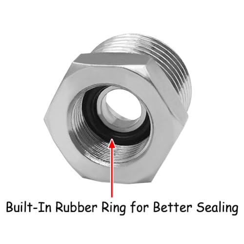Uenede 3PCS Water Line Adapter, 1/2" Male to 3/8" Female Reducer Bushing, Brass Nickel Plating Compression Fitting for Kitchen Bathroom Faucet Supply Line Hose Stop Valve Connector with Rubber Washer - Image 4
