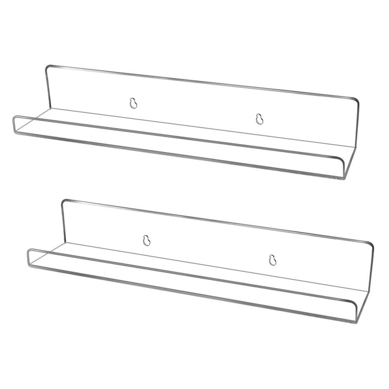 evron Acrylic Floating Shelves  2Pack Clear Wall Shelf for Bathroom Bedroom or Kitchen  Easy Installation with Adhesive NoDrill or Screws Drill Required  138 Modern Rack Clear 2 Pack