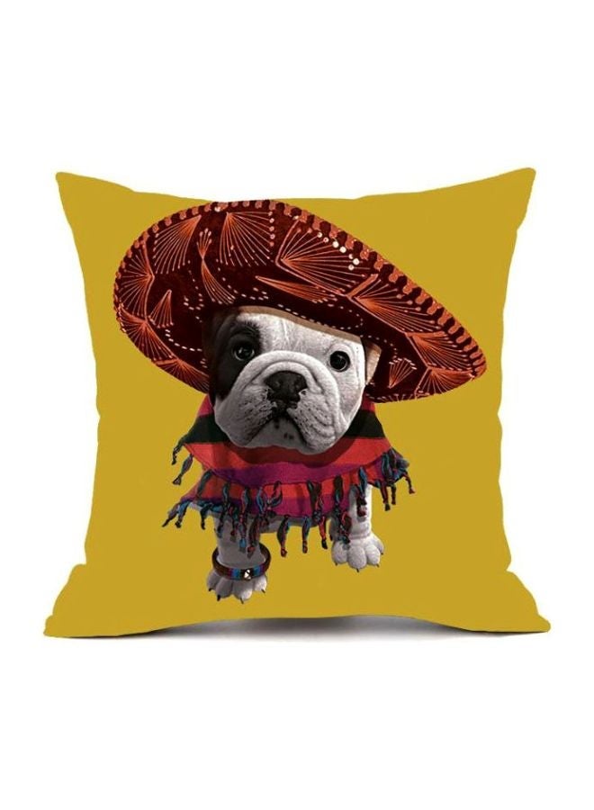 NIBEMINENT Dog Printed Cushion Cover Yellow/Red/White 45x45cm