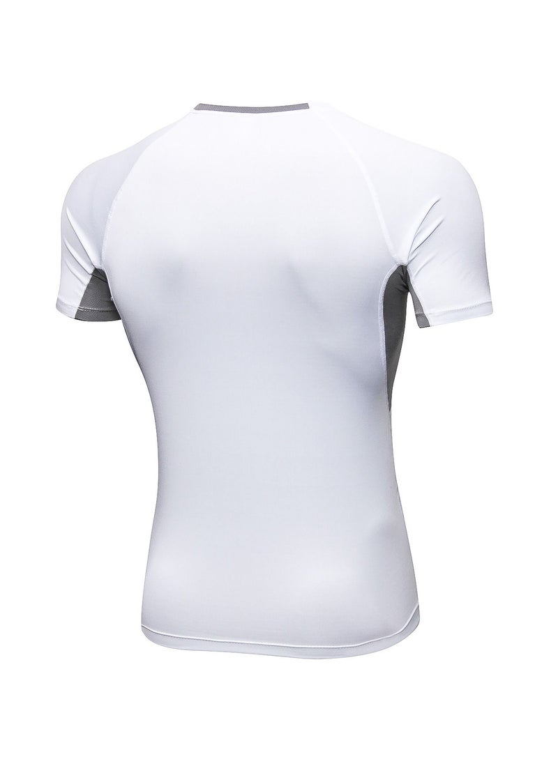 NIBEMINENT Men Quick Dry Breathable Elastic T-Shirt White - Image 2