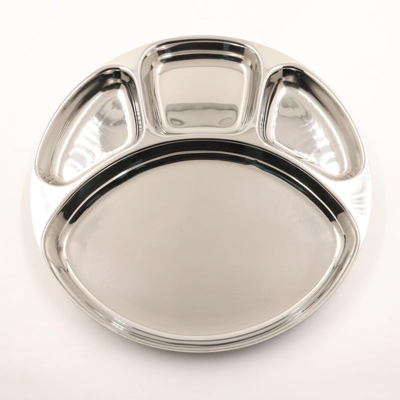 Spillbox Stainless SteelTiffin Plate|Breakfast Plate|Lunch&Dinner Plate|Bhojan Thali|Compartment|Sectioned Plate|Pav Bhaji|Idly Sambar|Snack Plate -Smiley Tiffen Plates(Small-4) - Image 2