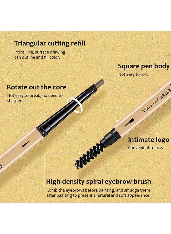 3Pcs Eyebrow Pencil Retractable Definer Medium Brown Dual Sided Brow Brush Fine Tip Shapes Defines Fills Brow Makeup Flapiz Para Cejasills (4 )