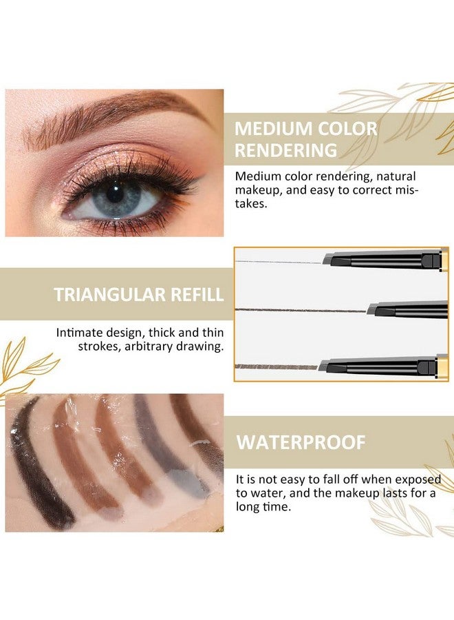 3Pcs Eyebrow Pencil Retractable Definer Medium Brown Dual Sided Brow Brush Fine Tip Shapes Defines Fills Brow Makeup Flapiz Para Cejasills (4 )
