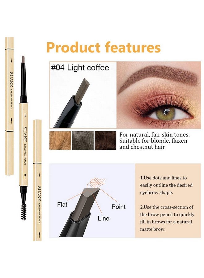 3Pcs Eyebrow Pencil Retractable Definer Medium Brown Dual Sided Brow Brush Fine Tip Shapes Defines Fills Brow Makeup Flapiz Para Cejasills (4 )