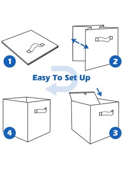 VUCATIN 4PCS Storage Cubes Collapsible Storage Boxes with Handles Fabric Folding Boxes for Organisation Wardrobe Shelving Office Toys Durable Storage Boxes (Beige)  - Image 4