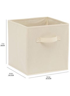 VUCATIN 4PCS Storage Cubes Collapsible Storage Boxes with Handles Fabric Folding Boxes for Organisation Wardrobe Shelving Office Toys Durable Storage Boxes (Beige)  - Image 3