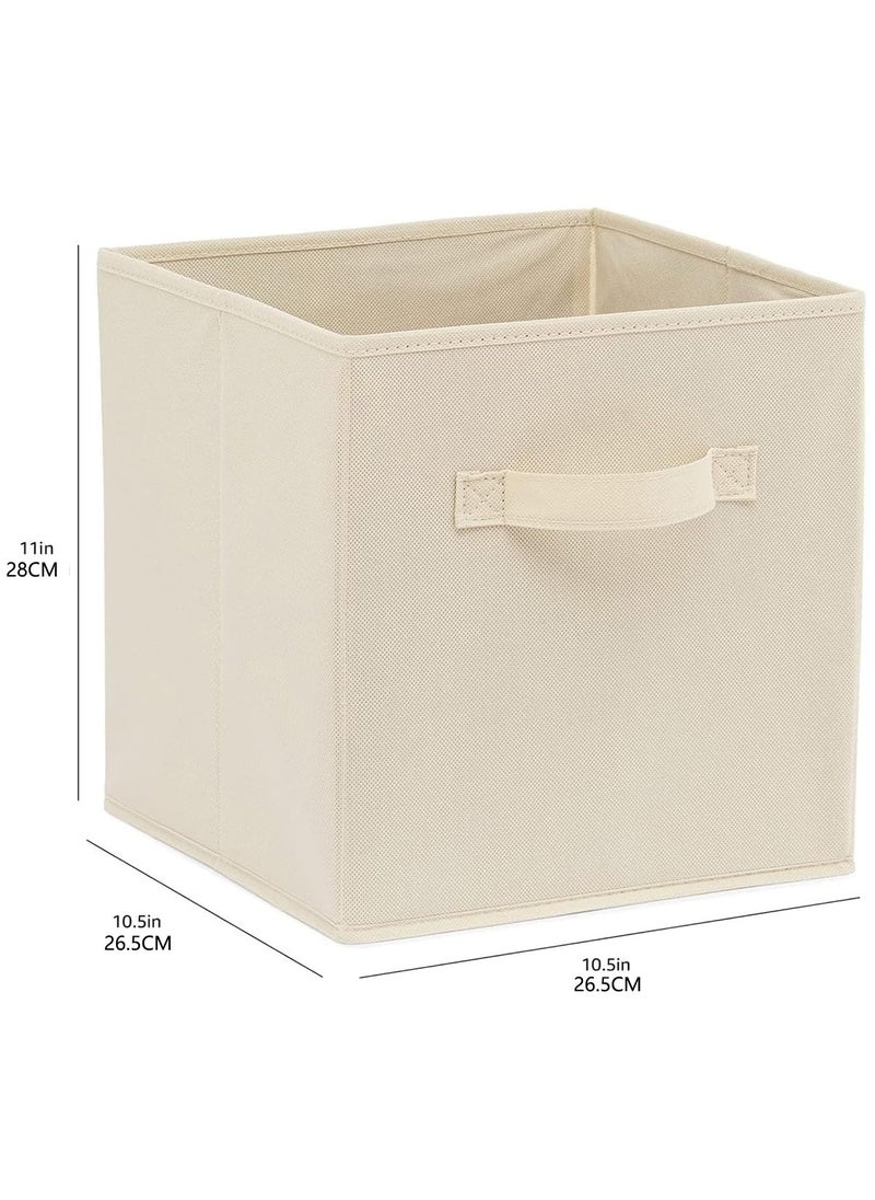 VUCATIN - 4PCS Storage Cubes Collapsible Storage Boxes with Handles Fabric Folding Boxes for Organisation Wardrobe Shelving Office Toys Durable Storage Boxes (Beige) - Image 1