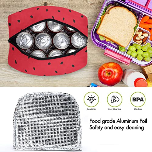 ZzWwR Watermelon Slice with Seed Lunch Tote Bag with Front Pocket Reusable Insulated Thermal Zipper Closure Cooler Container Bag for School Work Picnic Travel Fishing Beach (0g272618466p407c442s828) - Image 4
