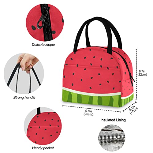 ZzWwR Watermelon Slice with Seed Lunch Tote Bag with Front Pocket Reusable Insulated Thermal Zipper Closure Cooler Container Bag for School Work Picnic Travel Fishing Beach (0g272618466p407c442s828) - Image 2