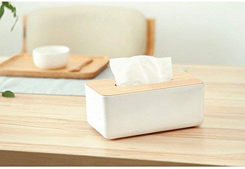 SAKAR 1pc Square Shape Wooden Cover Plastic Tissue Box Holder Paper Napkin Holder Case Tissue Holder Dispenser Organizer for Car Decor Home Room Hotel - Image 1