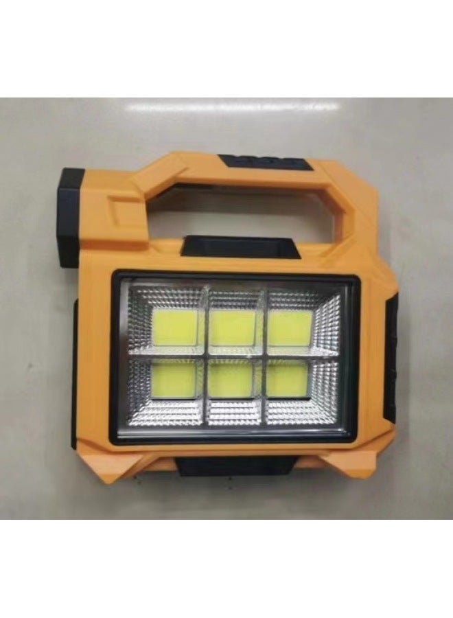 Solar Strong Light Portable Work Light Flashlight Super Bright Rechargeable Searchlight Night Market Stall Lighting Camping Light-Color:6-grid Portable Lamp - Image 1