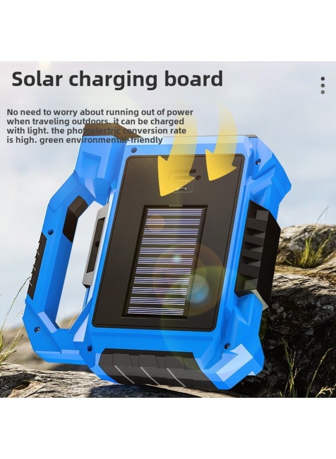 Solar Strong Light Portable Work Light Flashlight Super Bright Rechargeable Searchlight Night Market Stall Lighting Camping Light-Color:6-grid Portable Lamp - Image 4