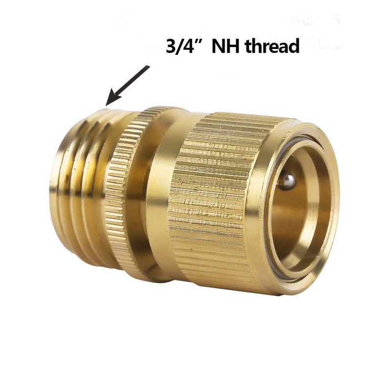 HQMPC Garden Hose Quick Connector Water Hose Qucik Connect Garden Hose Connectors Brass Hose connectors Water Quick Connect Fittings 3/4" Inch GHT Solid Brass 6 Sets(6pcs Male Coupling 6pcs Female Nipple) - Image 3