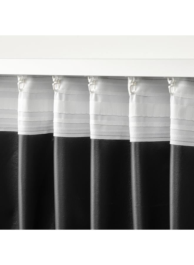 زبون ستائر معتمة، زوج واحد، مع شريط رأسي/رمادي، 135×300 سم - Image 5