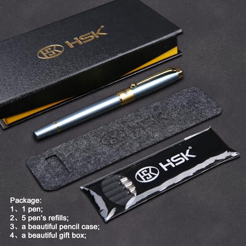 HSK Ballpoint Pens Luxury gift Pen Black Refill Line width 0.5mm,Best Ball Pen Gift Set for Men & Women Professional Executive,Office,Nice Pens Classy Gift Box (Blue) - Image 4