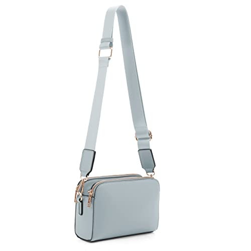 EVVE Triple Zip Small Crossbody Camera Bag with Wide Guitar Strap | Mint - Image 1