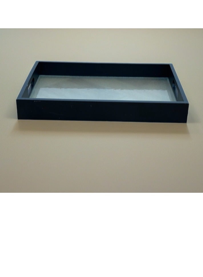 صينية تقديم خشبية بقاعدة زجاجية،(محبب) تصميم فاخر - Image 2