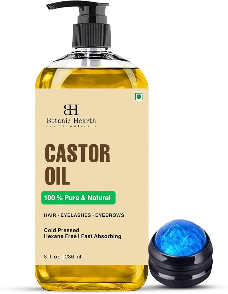 Botanic Hearth Castor Oil 8 Fl Oz | Usda Certified Organic | 100% Pure & Hexane Free | Cold Pressed | Promotes Growth For Eyelashes, Eyebrows & Hair - Image 1