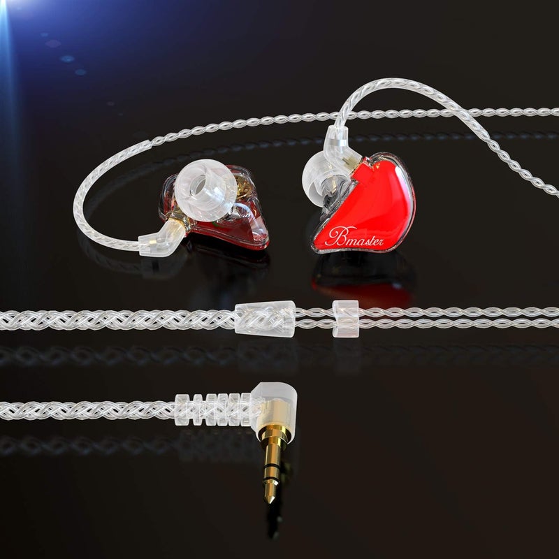 BASN Bmaster in Ear Monitor Musician Headphones Triple Drivers Dynamic Earbuds Sound Isolating Earphones with Two Detachable Audio & Mic Cables (Red) - Image 5