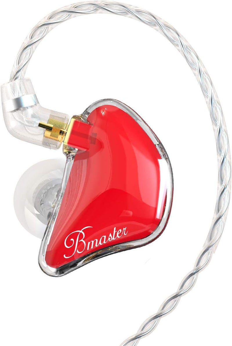 BASN Bmaster in Ear Monitor Musician Headphones Triple Drivers Dynamic Earbuds Sound Isolating Earphones with Two Detachable Audio & Mic Cables (Red) - Image 1